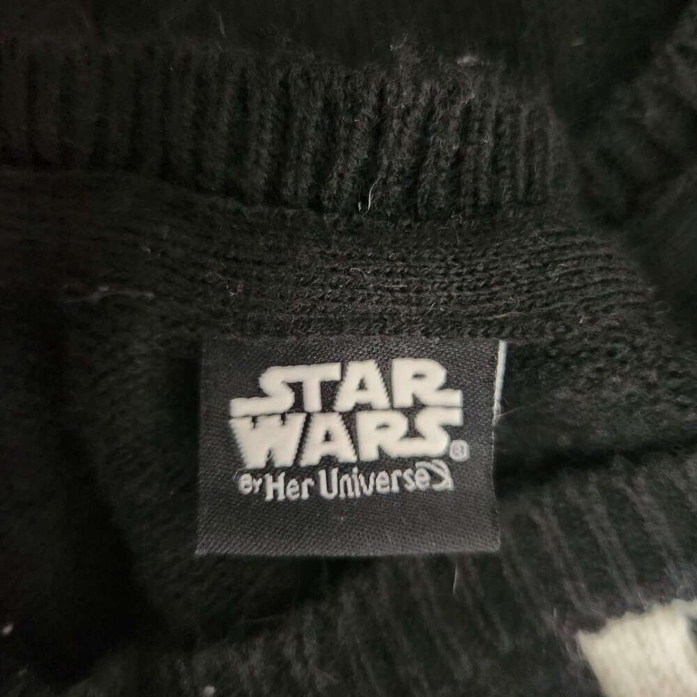 Her Universe Small Star Wars Darth Vader Sweater Black White Acrylic Knit - Picture 5 of 9